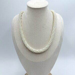 Vintage Multi Strand Graduated Twist Faux Pearl Princess Necklace